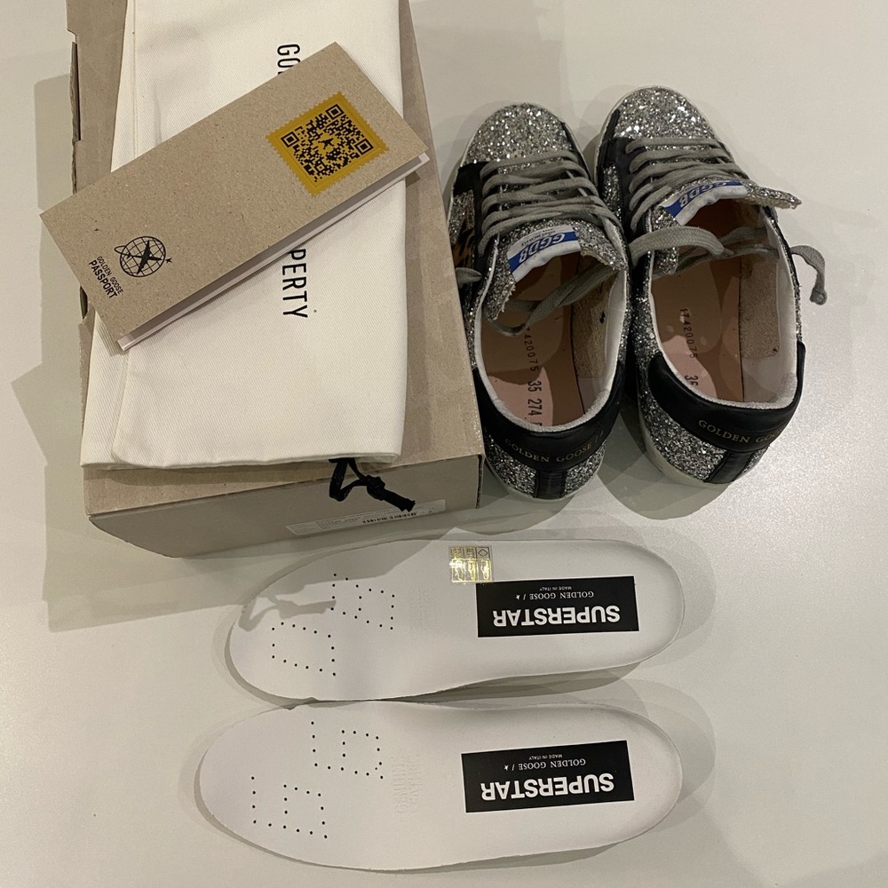 Golden Goose Superstar Silver Glitter/Leopard NIB - Picture 9 of 11